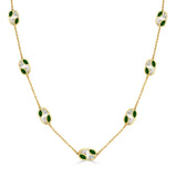 14K Gold Mother of Pearl & Malachite Necklace