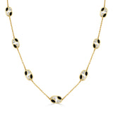 14K Gold Mother of Pearl & Onyx Necklace