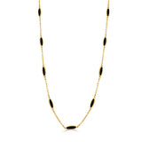14K Gold Oval Link Inlay Bar Necklace in Onyx