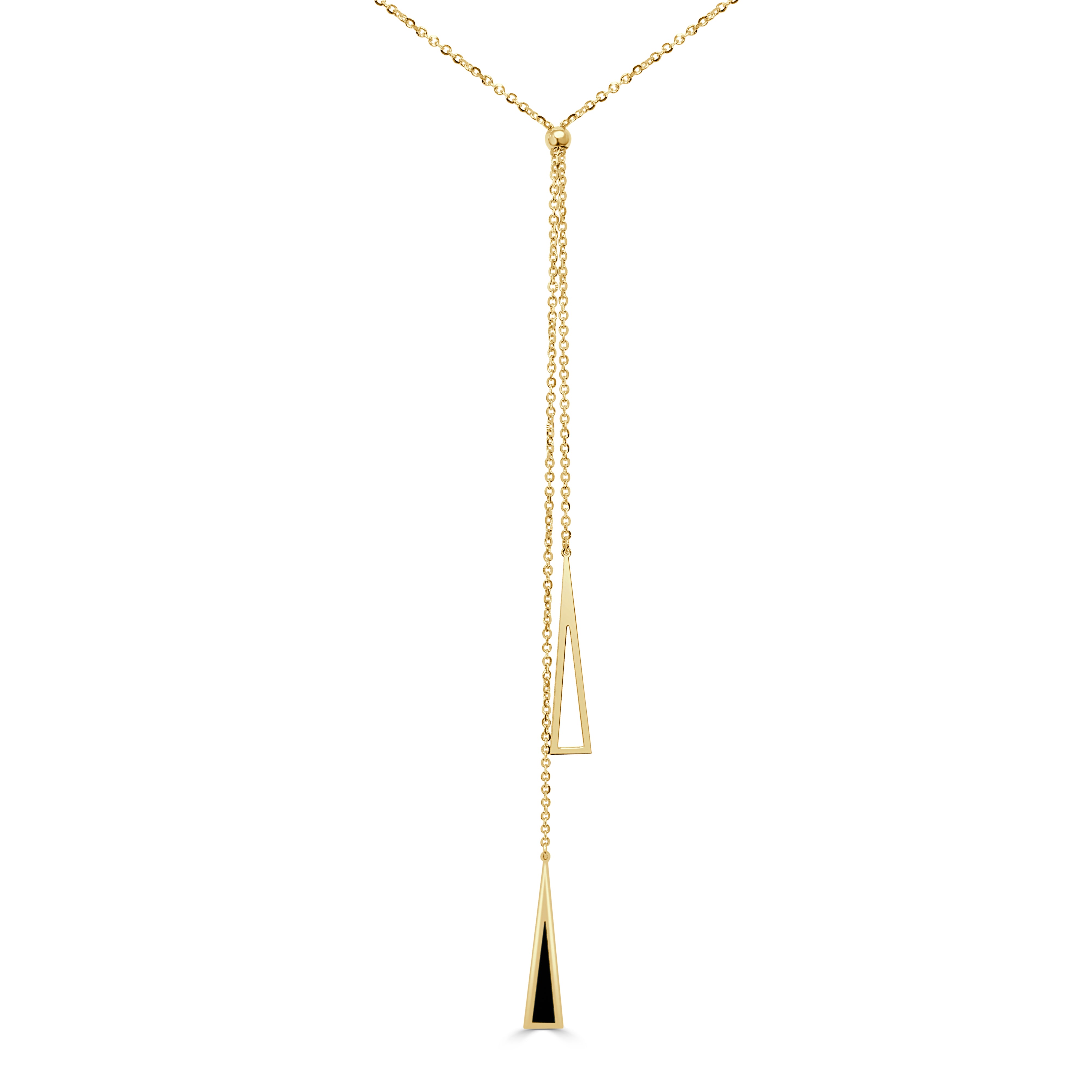 14K Gold Lariat Station Necklace in Onyx