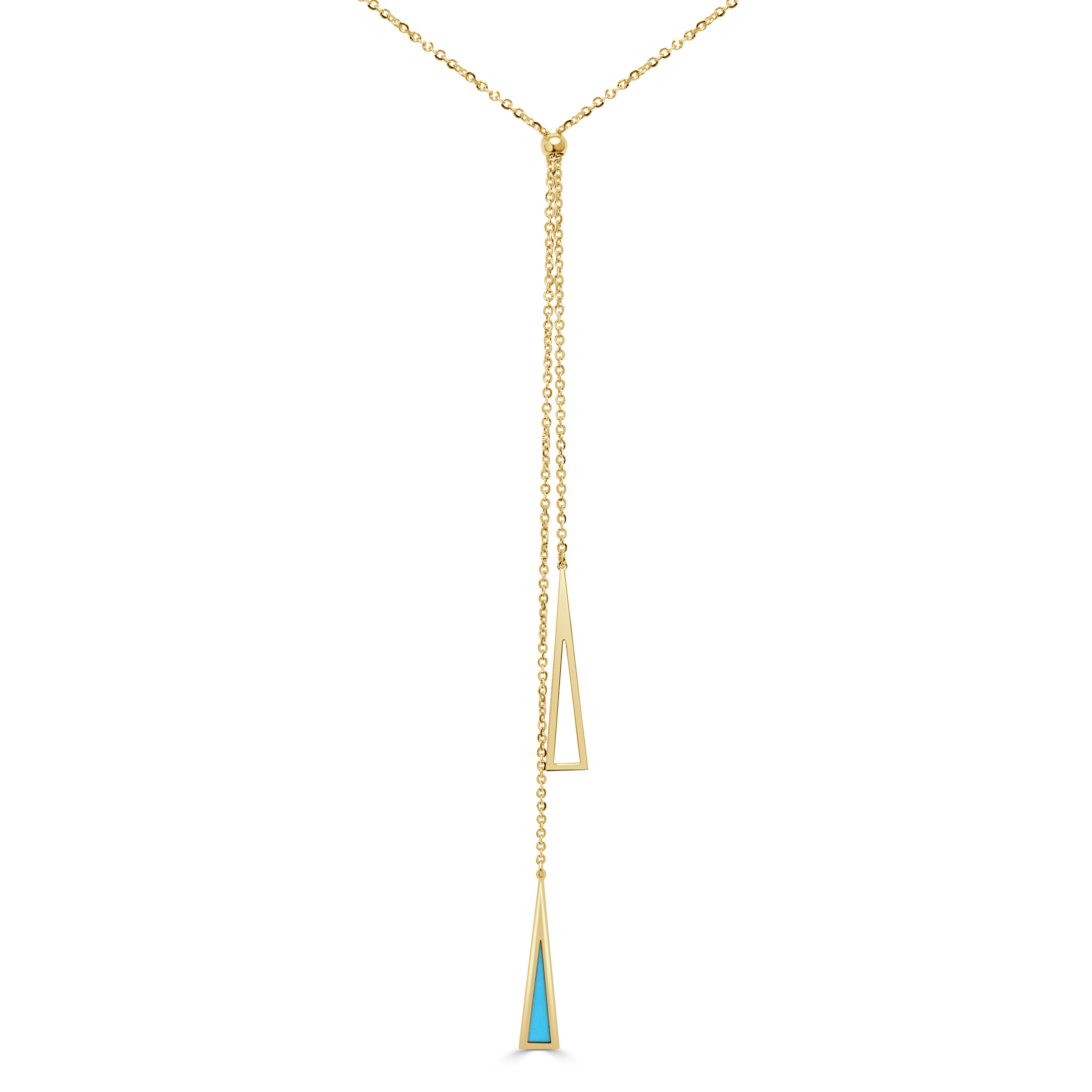 14K Gold Lariat Station Necklace in Turquoise