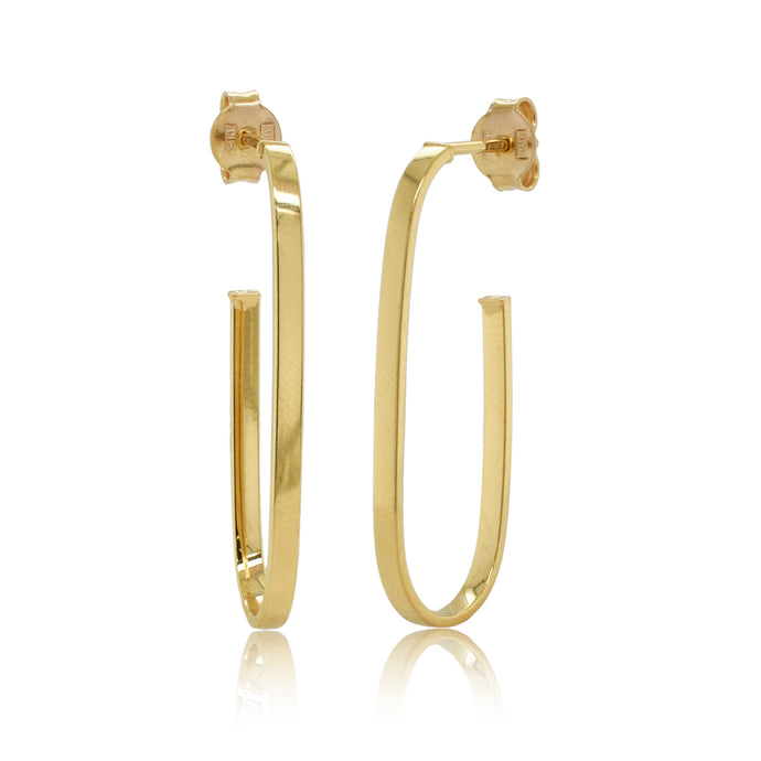 14K Gold Oval Open Hoop Earrings