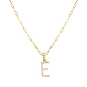 14K Yellow Gold & Diamond Initial Necklace