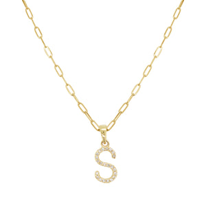 14K Yellow Gold & Diamond Initial Necklace