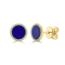 Load image into Gallery viewer, 14k Gold Diamond &amp; Lapis Stud Earrings