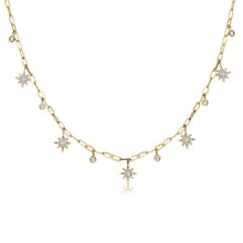 Load image into Gallery viewer, 14K Gold &amp; Diamond Star Dangle Link Necklace