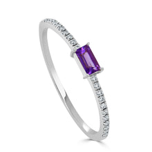 Load image into Gallery viewer, 14k Gold &amp; Amethyst Baguette Stackable Ring