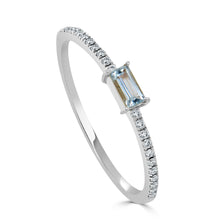 Load image into Gallery viewer, 14k Gold &amp; Aquamarine Baguette Stackable Ring