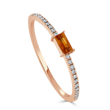 Load image into Gallery viewer, 14k Gold &amp; Citrine Baguette Stackable Ring