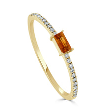 Load image into Gallery viewer, 14k Gold &amp; Citrine Baguette Stackable Ring