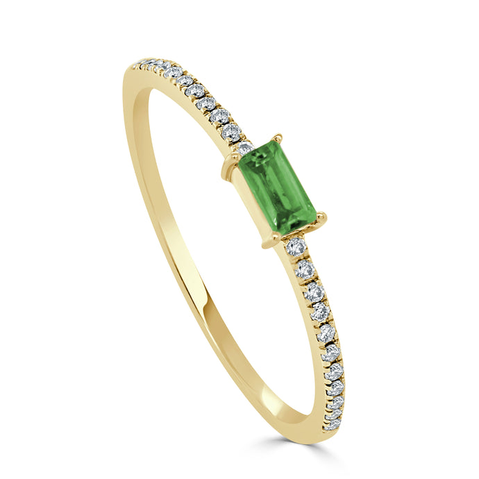 14k Gold & Emerald Baguette Stackable Ring