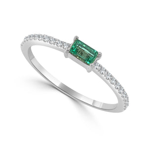 14k Gold & Emerald Baguette Stackable Ring