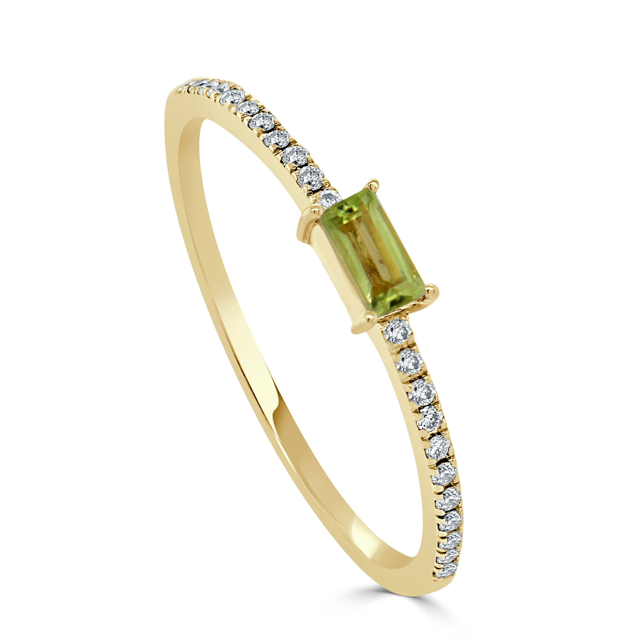 14k Gold Peridot Baguette Stackable Ring Sabrina Design
