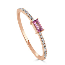 Load image into Gallery viewer, 14k Gold &amp; Pink Tourmaline Baguette Stackable Ring