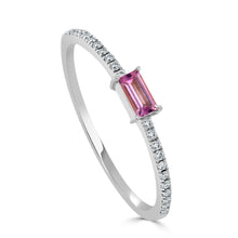 Load image into Gallery viewer, 14k Gold &amp; Pink Tourmaline Baguette Stackable Ring