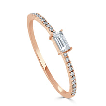 Load image into Gallery viewer, 14k Gold &amp; Birthstone Baguette Stackable Ring