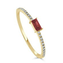 Load image into Gallery viewer, 14k Gold &amp; Ruby Baguette Stackable Ring