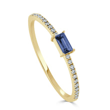 Load image into Gallery viewer, 14k Gold &amp; Sapphire Baguette Stackable Ring