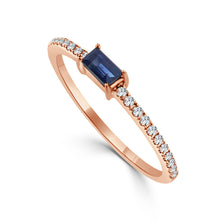 Load image into Gallery viewer, 14k Gold &amp; Sapphire Baguette Stackable Ring