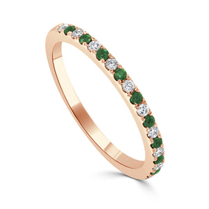 14K Gold Diamond & Emerald Alternating Band