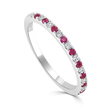 Load image into Gallery viewer, 14K Gold Diamond &amp; Ruby Alternating Band