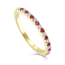 Load image into Gallery viewer, 14K Gold Diamond &amp; Ruby Alternating Band