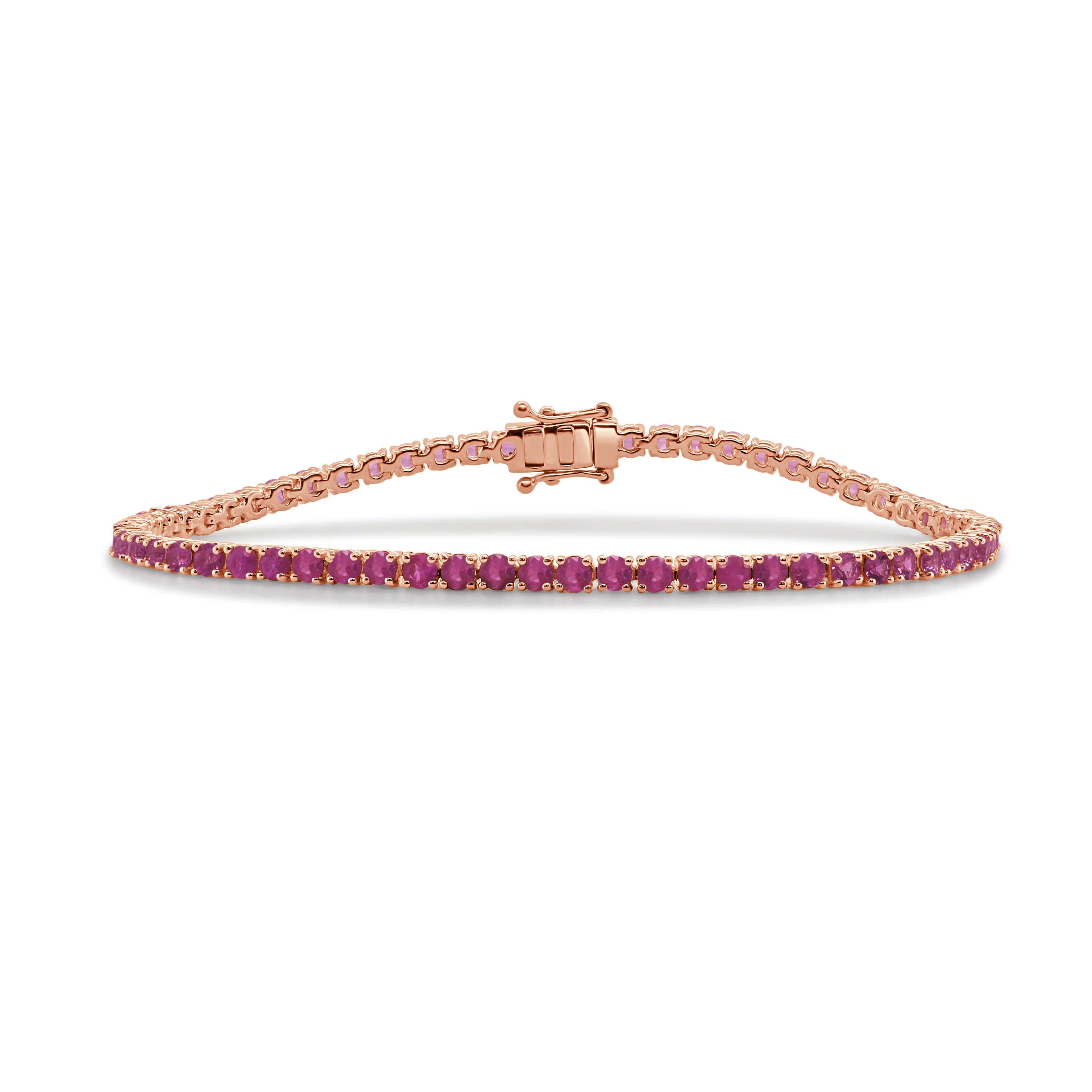 14K Gold Pink Sapphire Tennis Bracelet - 4.80CT