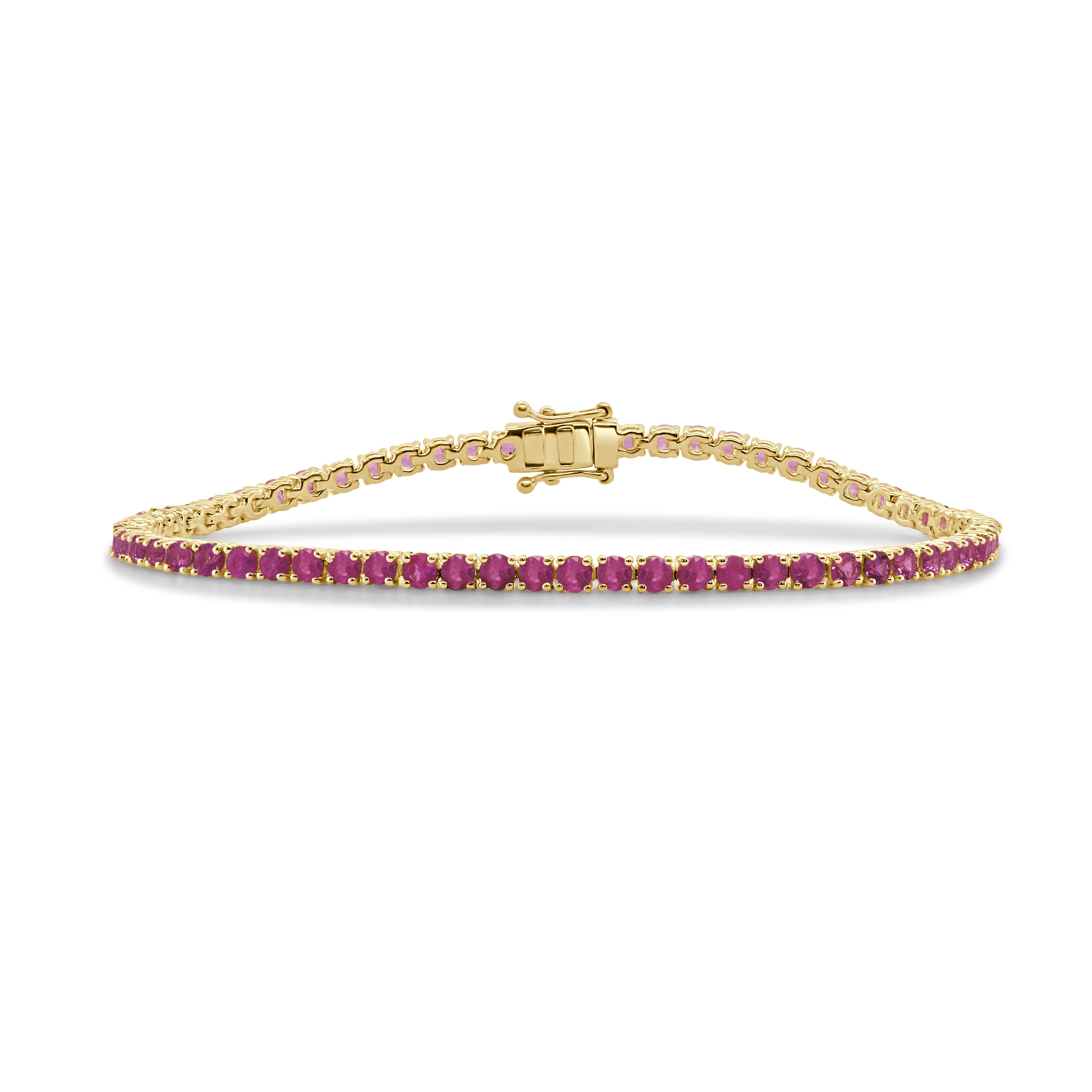 14K Gold Pink Sapphire Tennis Bracelet - 4.80CT