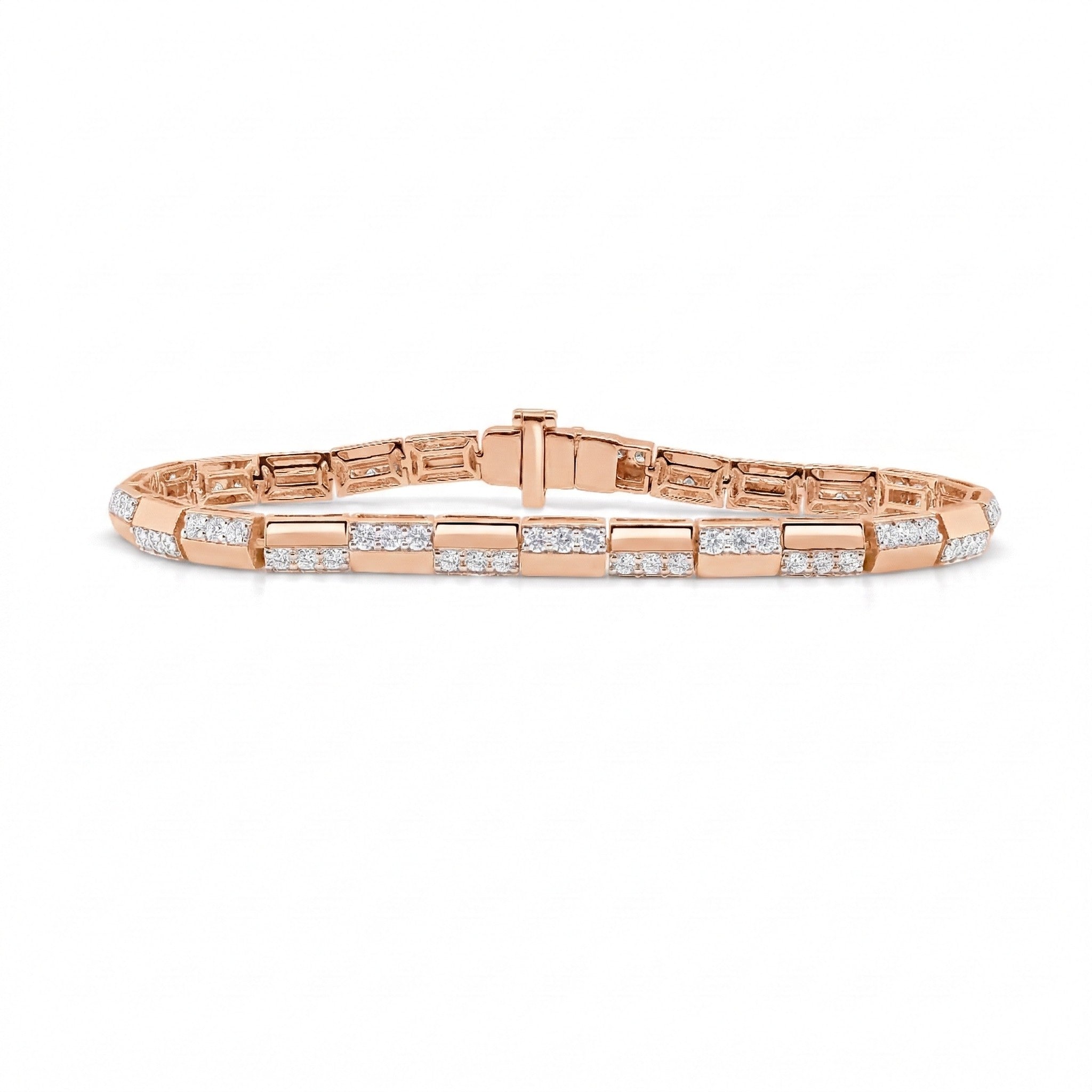 14K Gold Checkered Diamond Pave Bracelet - 2.59 CT