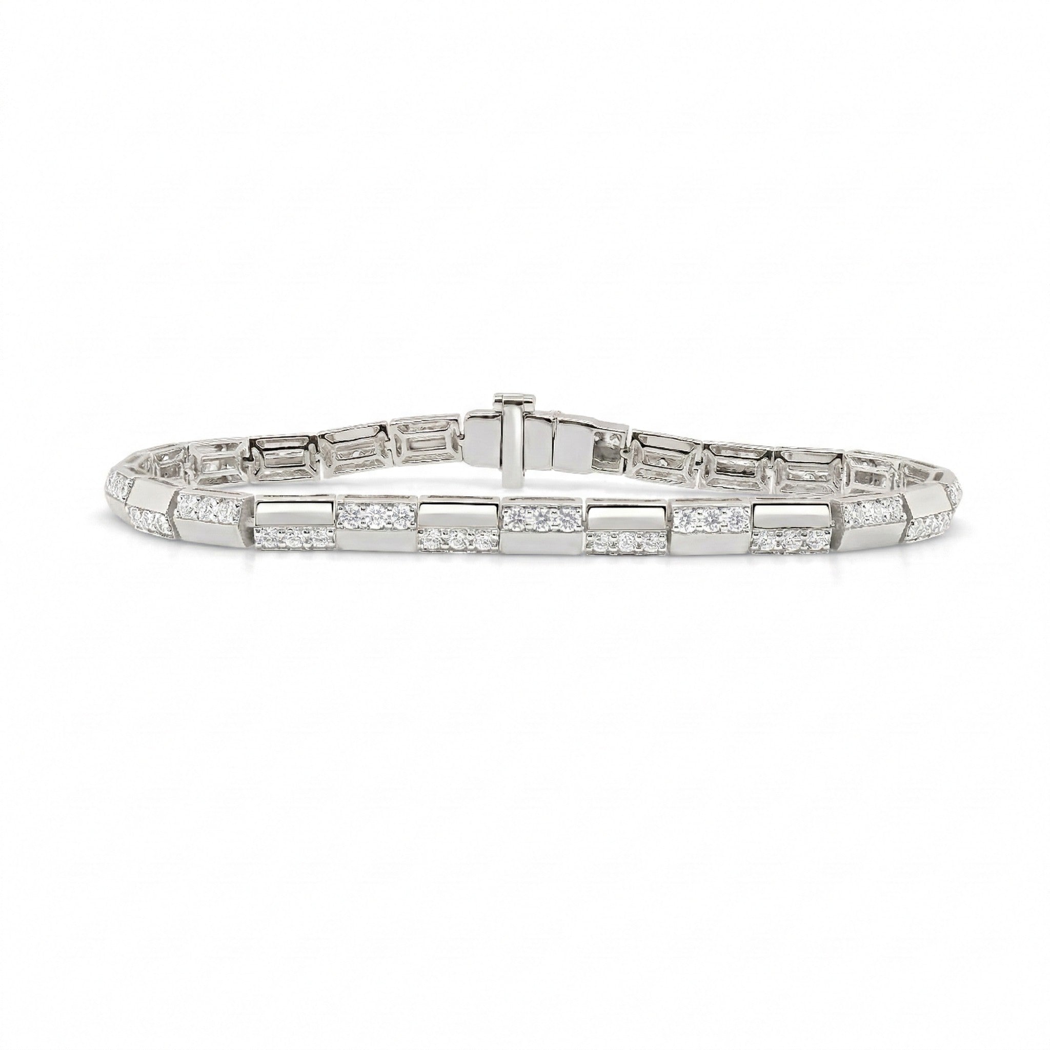 14K Gold Checkered Diamond Pave Bracelet - 2.59 CT