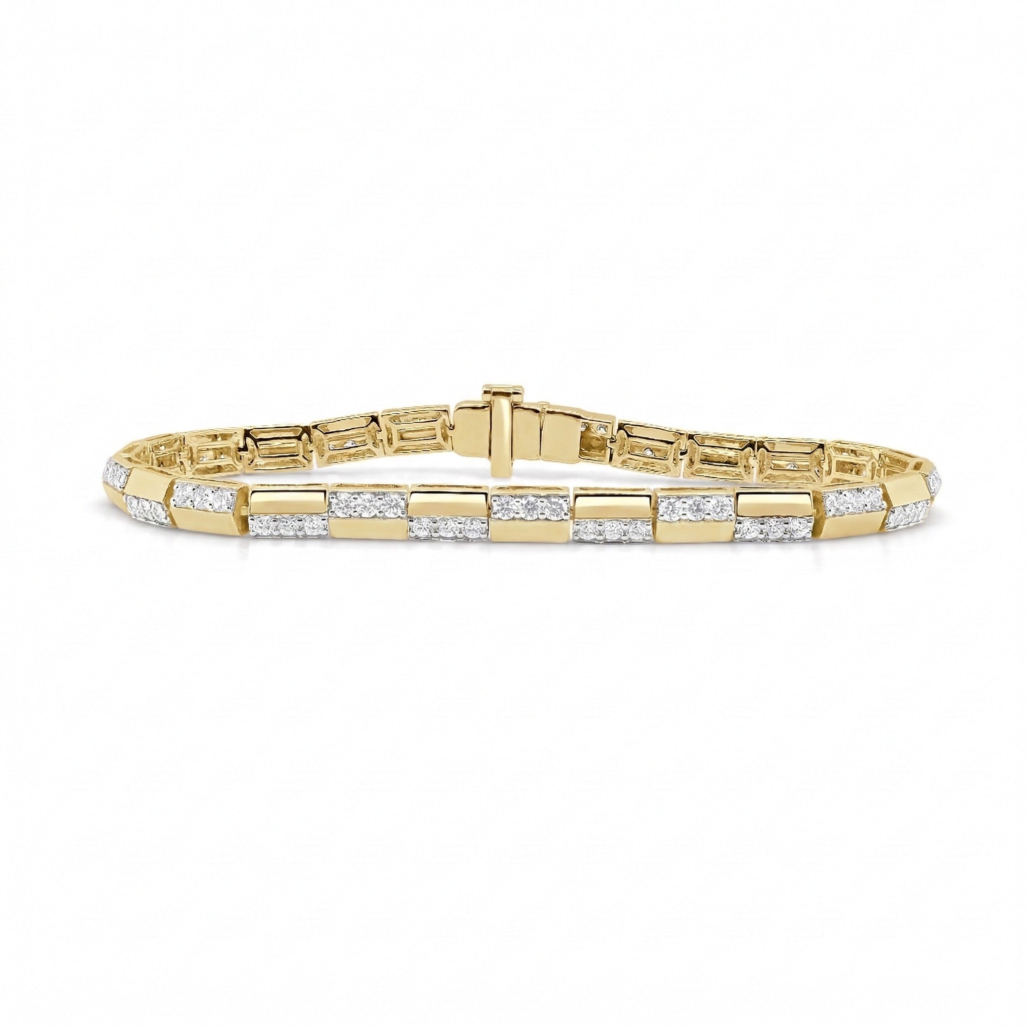 14K Gold Checkered Diamond Pave Bracelet - 2.59 CT