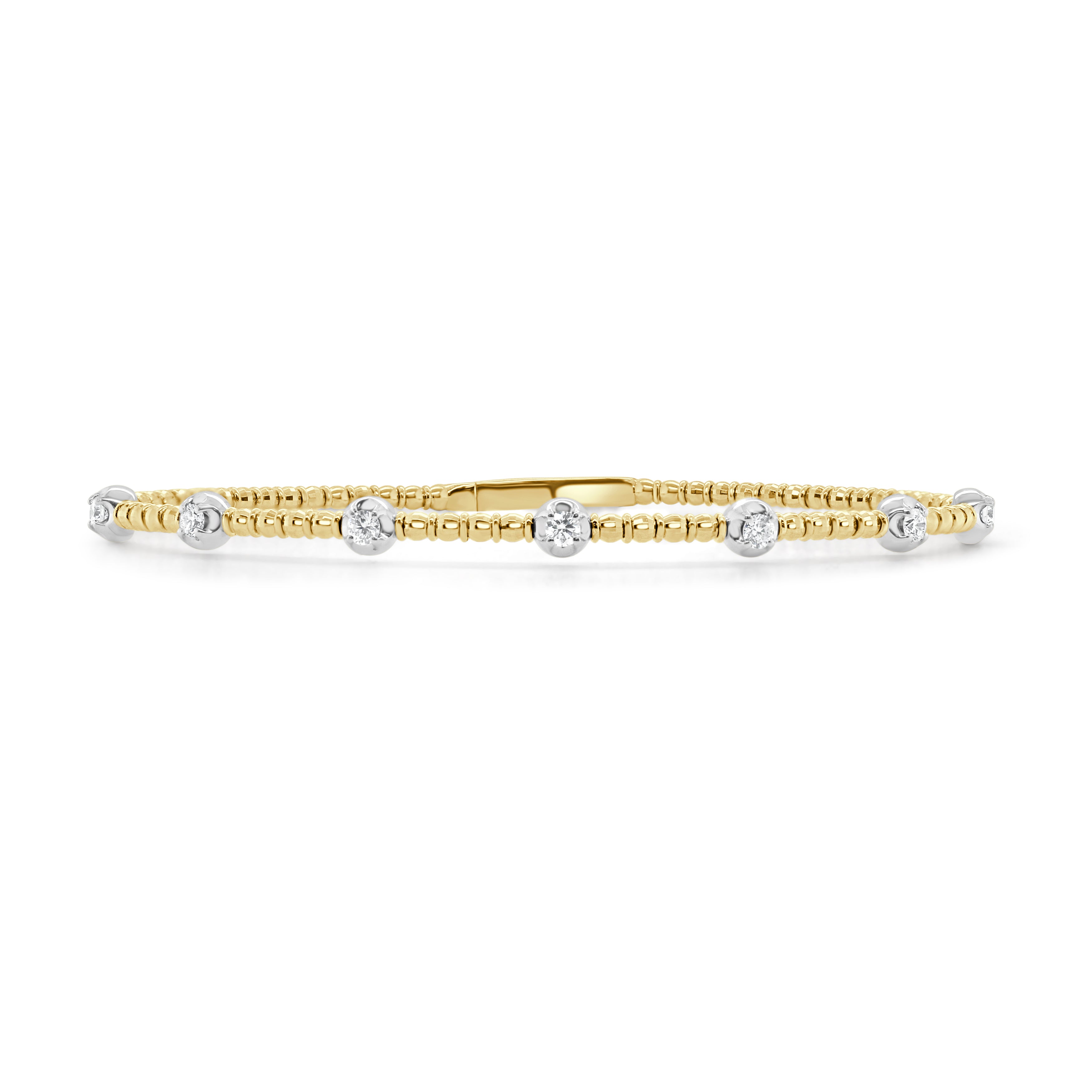 14K Gold Two Tone Station Flex Bangle - 0.33 CT