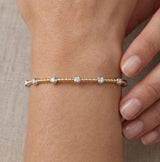 14K Gold Two Tone Station Flex Bangle - 0.33 CT
