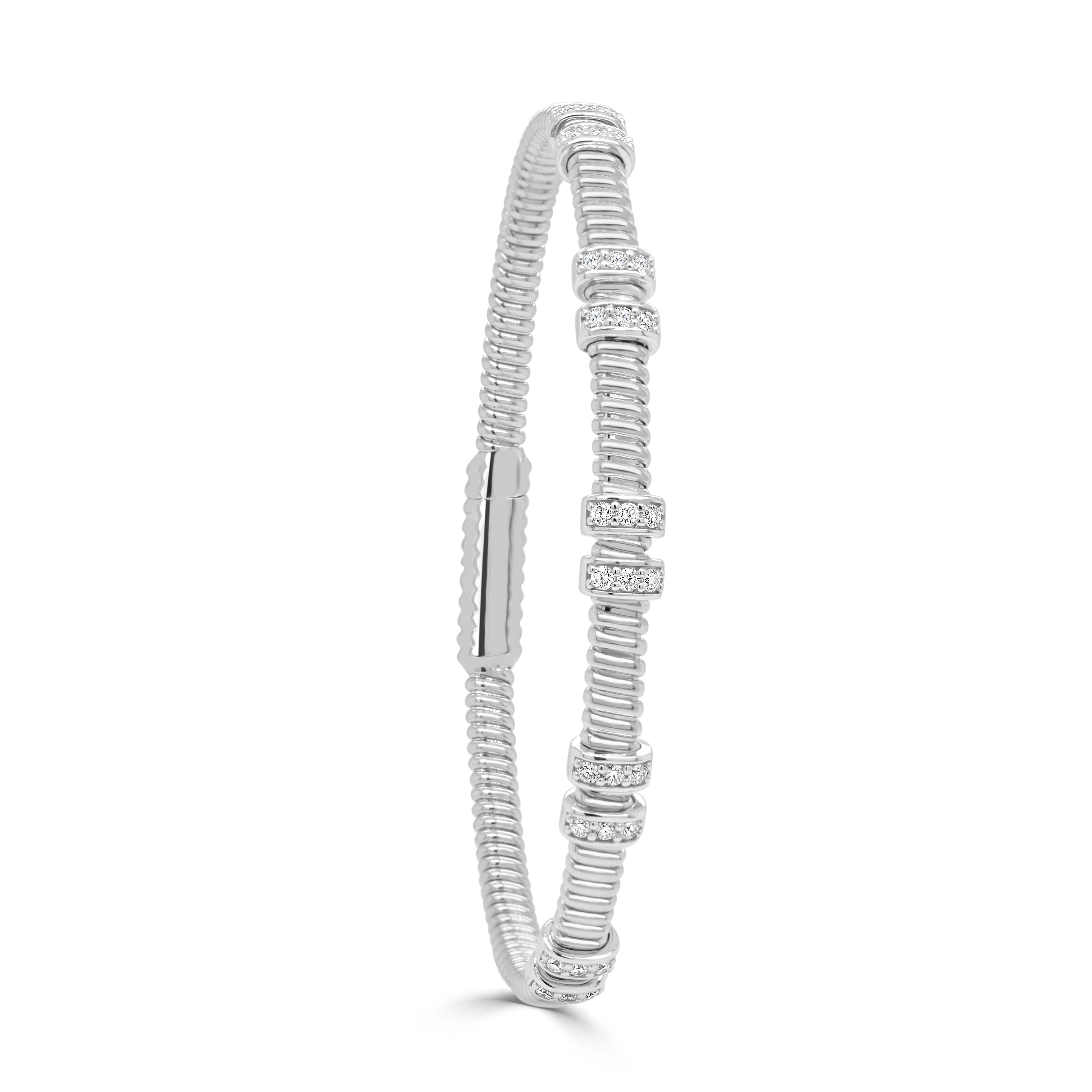 14K Gold & Diamond Flexible Bangle - 0.36ct