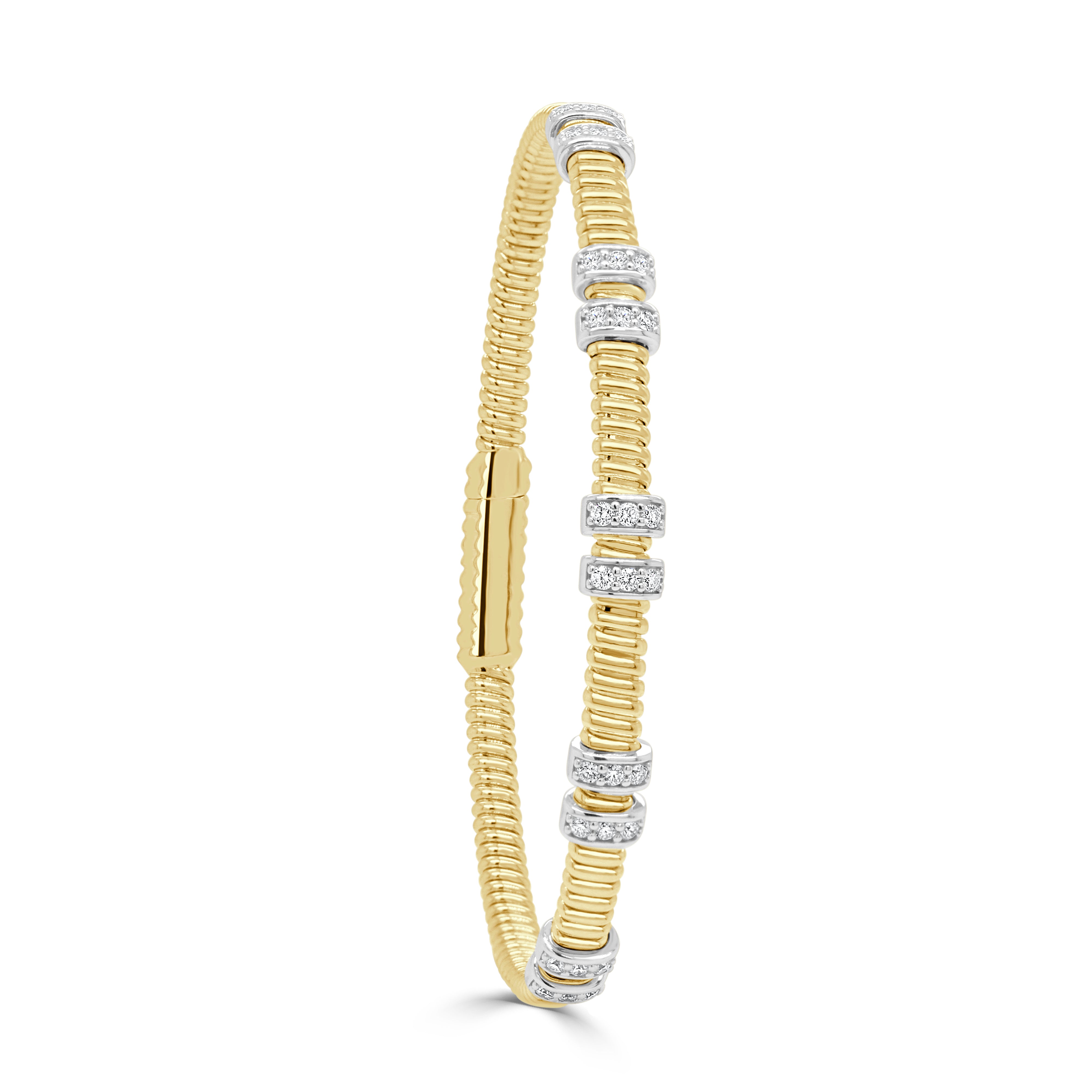 14K Gold & Diamond Flexible Bangle - 0.36ct