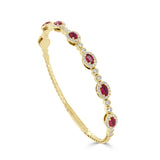 14K Gold Ruby & Diamond Flexible Bangle - 1.91 CT