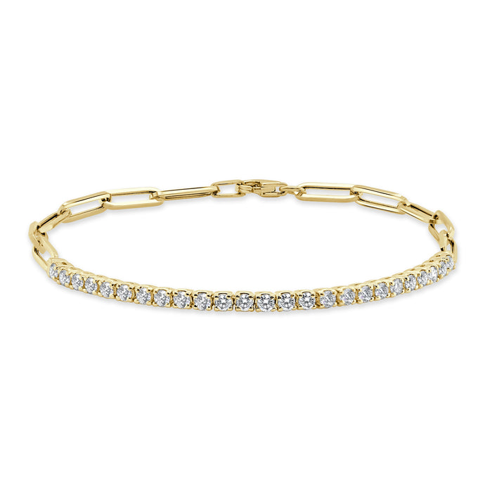 14k Gold & Diamond Paperclip Link Bracelet