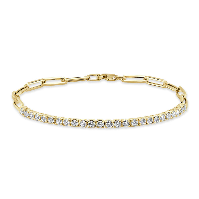 14k Gold & Diamond Paperclip Link Bracelet