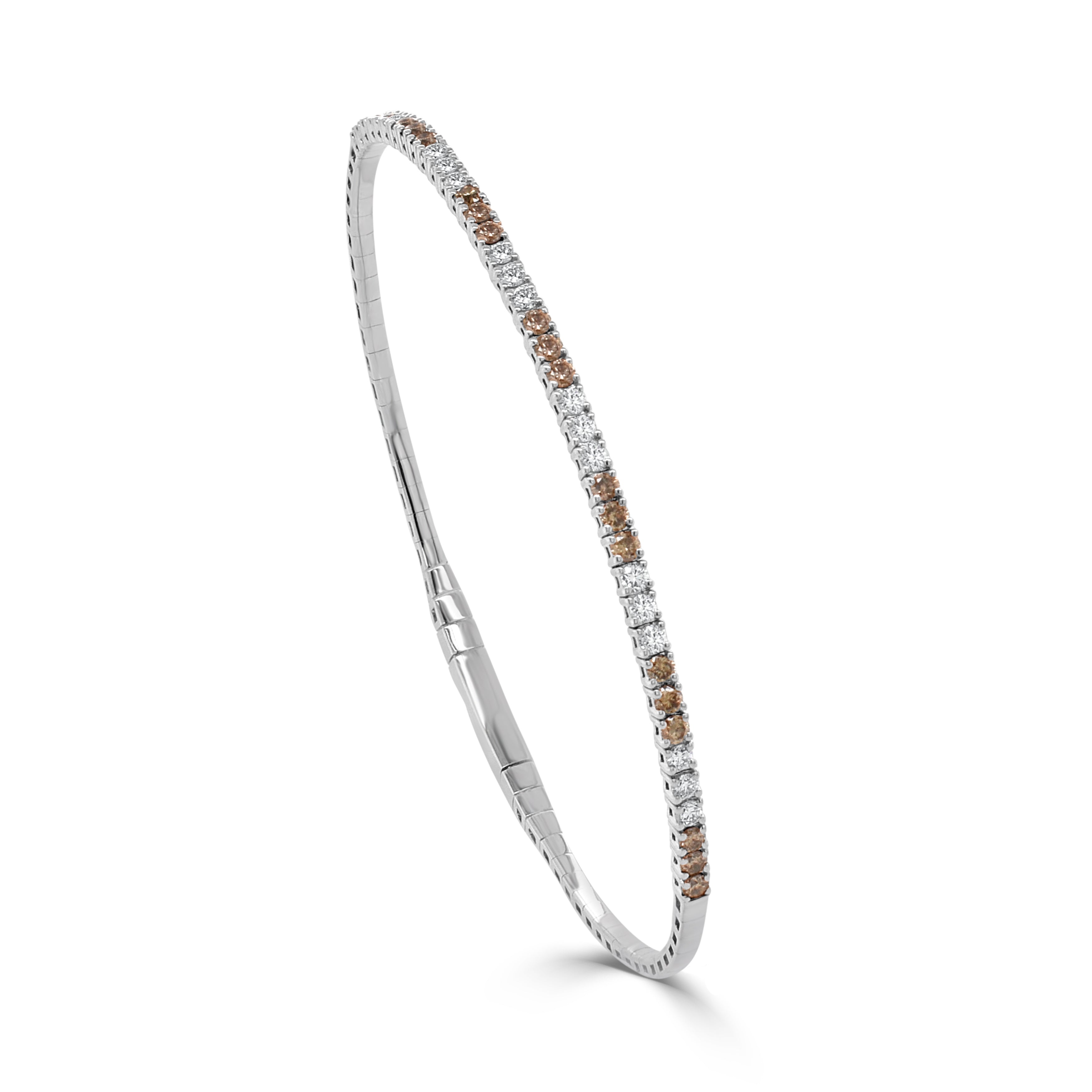 14K Gold Brown Diamond & White Diamond Flexible Bangle -  0.98 CT.