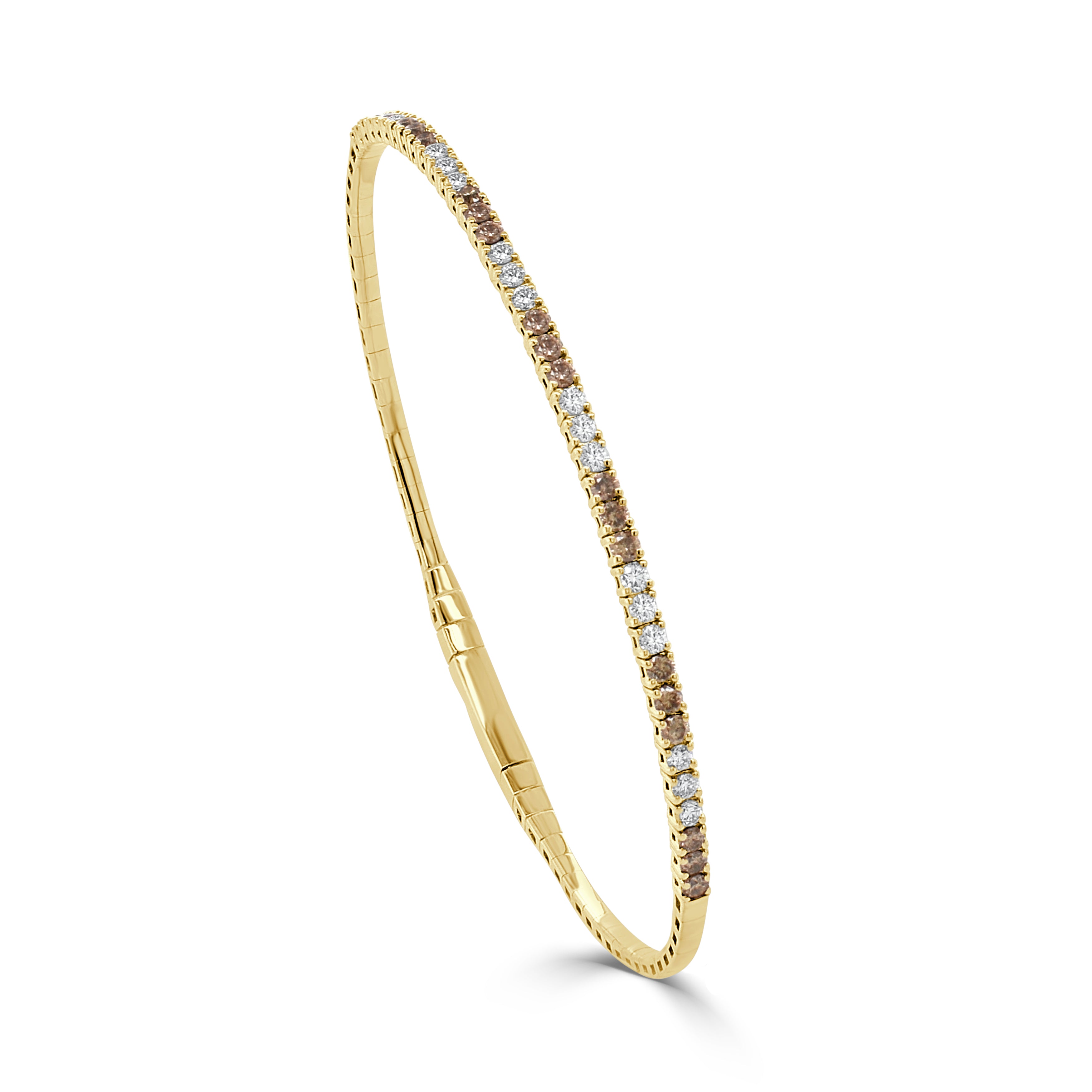 14K Gold Brown Diamond & White Diamond Flexible Bangle -  0.98 CT.