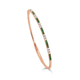 14K Gold Emerald & Diamond Flexible Bangle - 0.53 CT