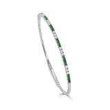 14K Gold Emerald & Diamond Flexible Bangle - 0.53 CT