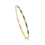 14K Gold Emerald & Diamond Flexible Bangle - 0.53 CT