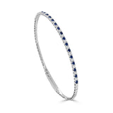 14K Gold Sapphire & Diamond Flexible Bangle - 0.58 CT