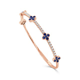 14K Gold Sapphire & Diamond Flexible Bangle - 1.050 CT