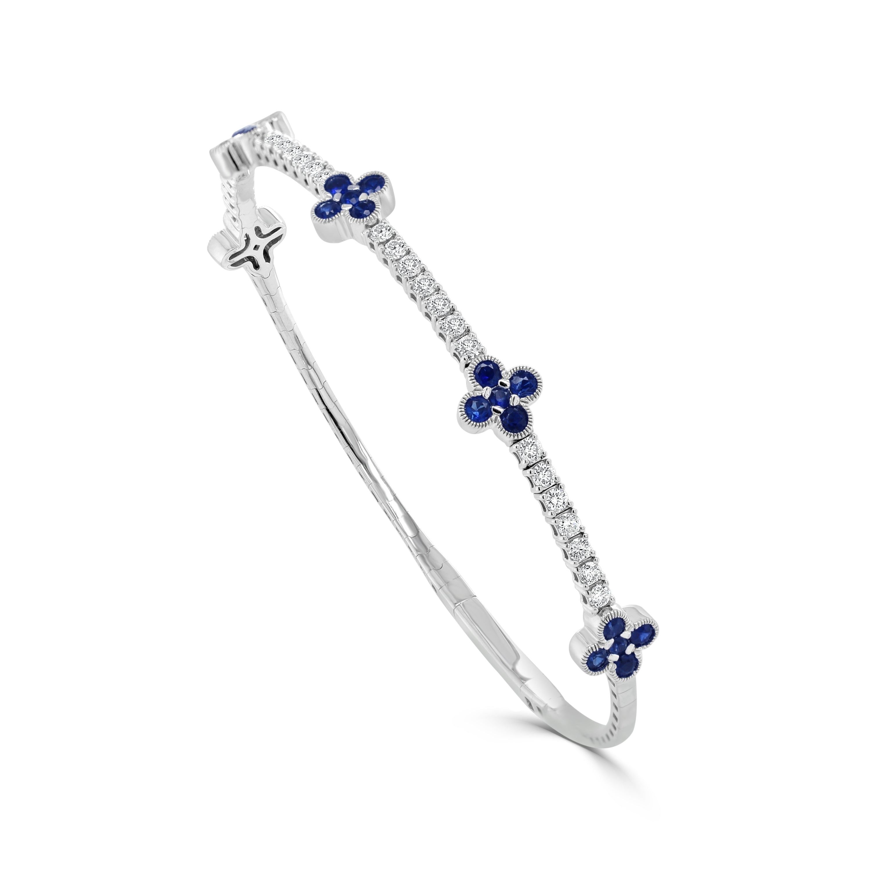 14K Gold Sapphire & Diamond Flexible Bangle - 1.050 CT