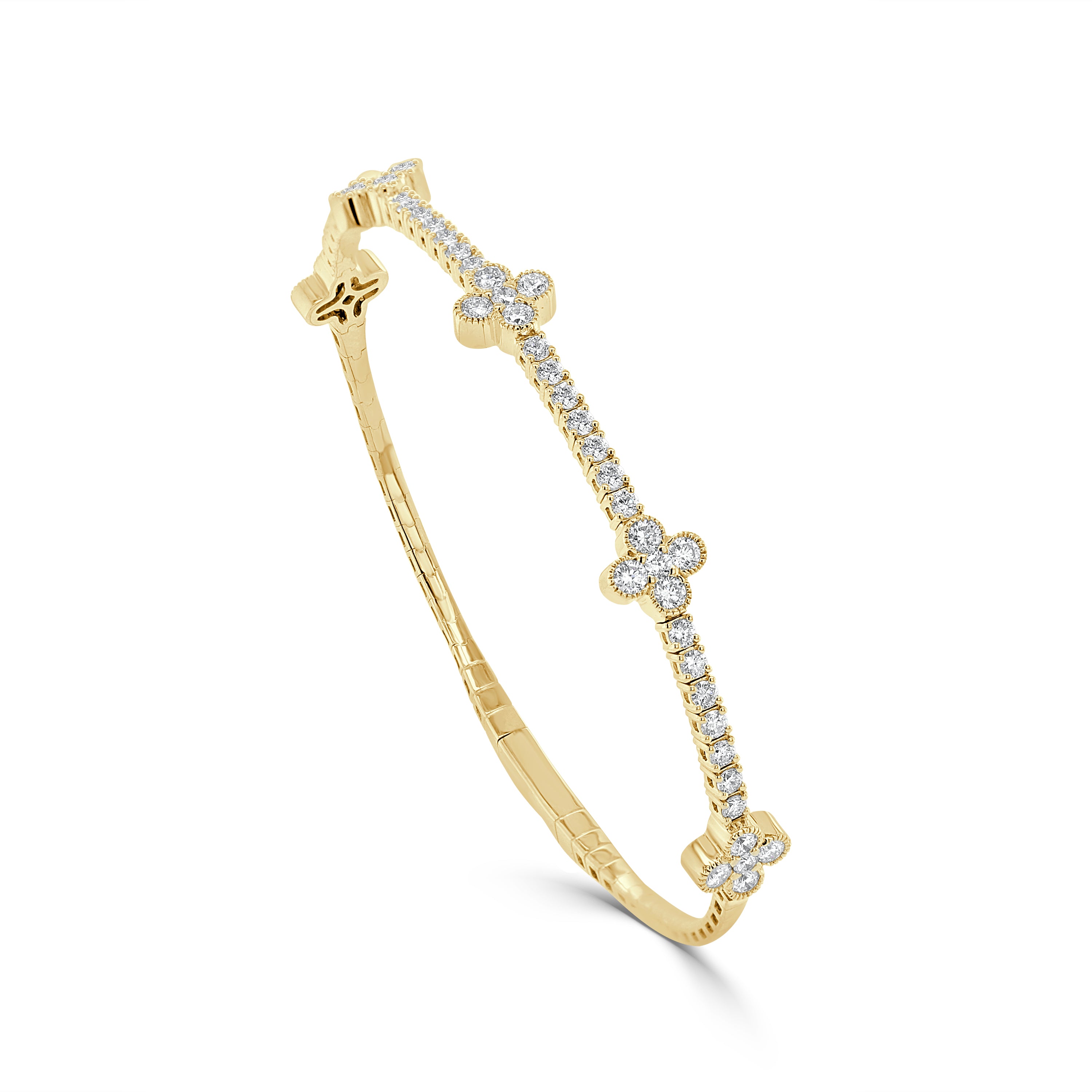 14K Gold Diamond Flexible Bangle - 1.63 CT