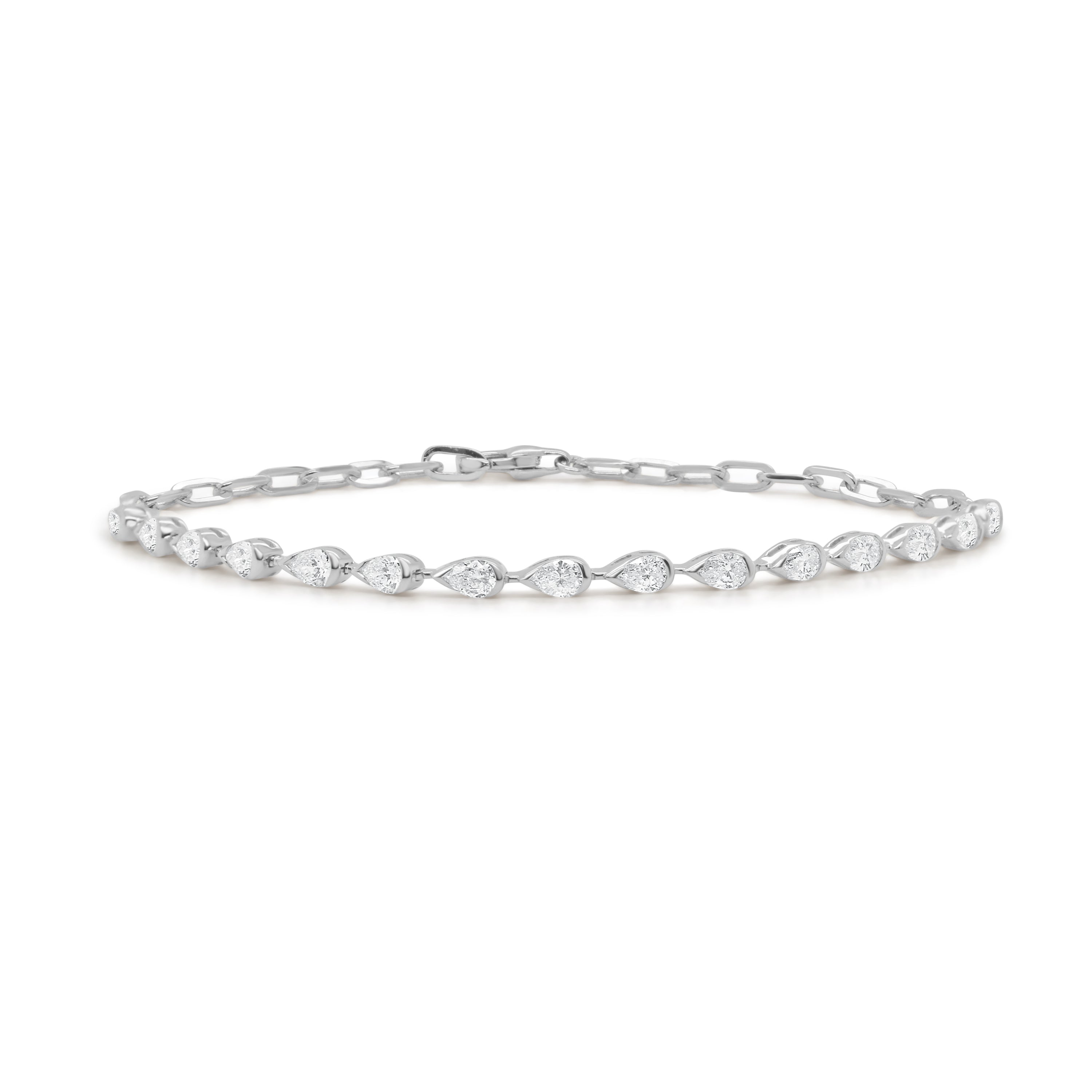 14K Gold Pear Shape Diamond Bracelet -1.33 CT
