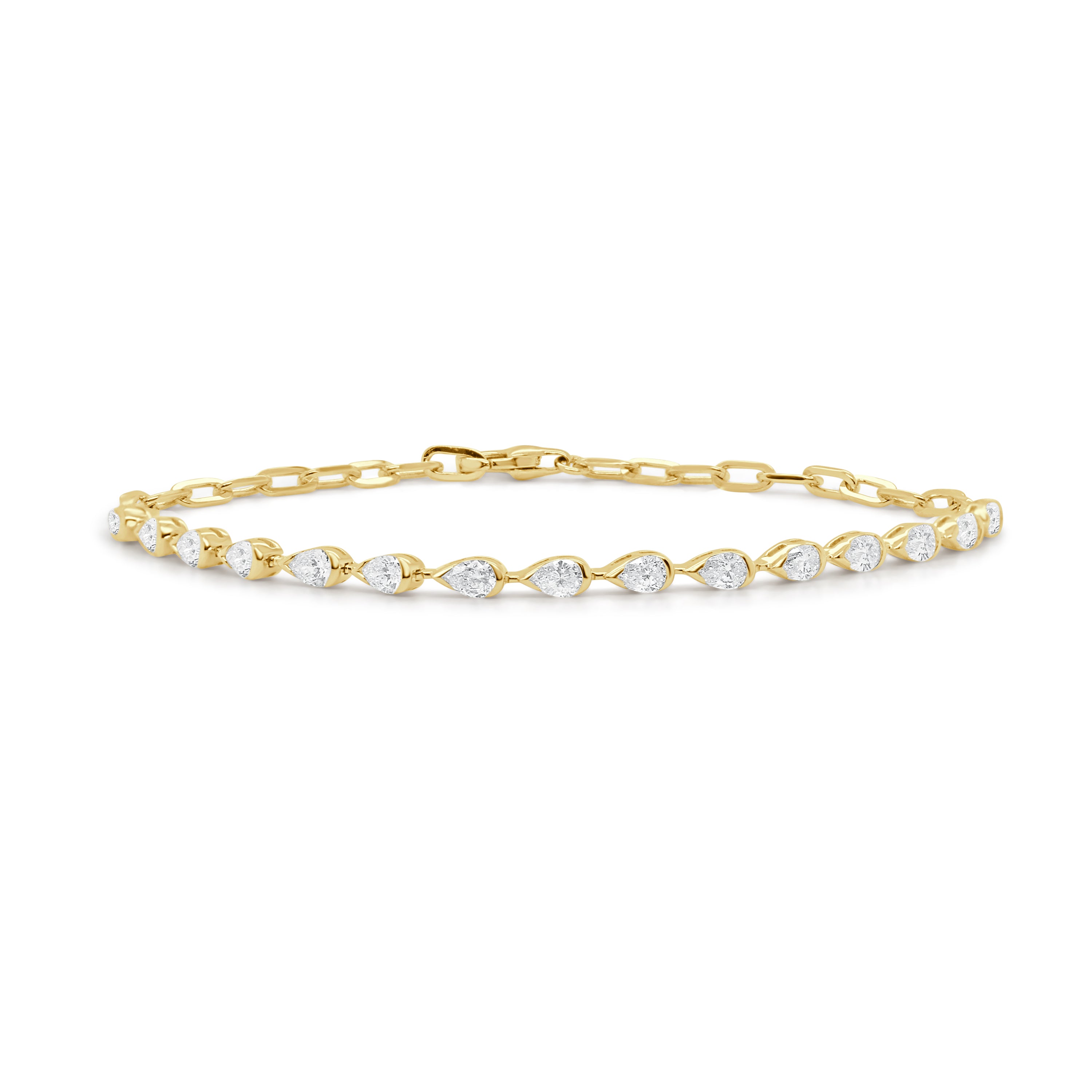 14K Gold Pear Shape Diamond Bracelet -1.33 CT