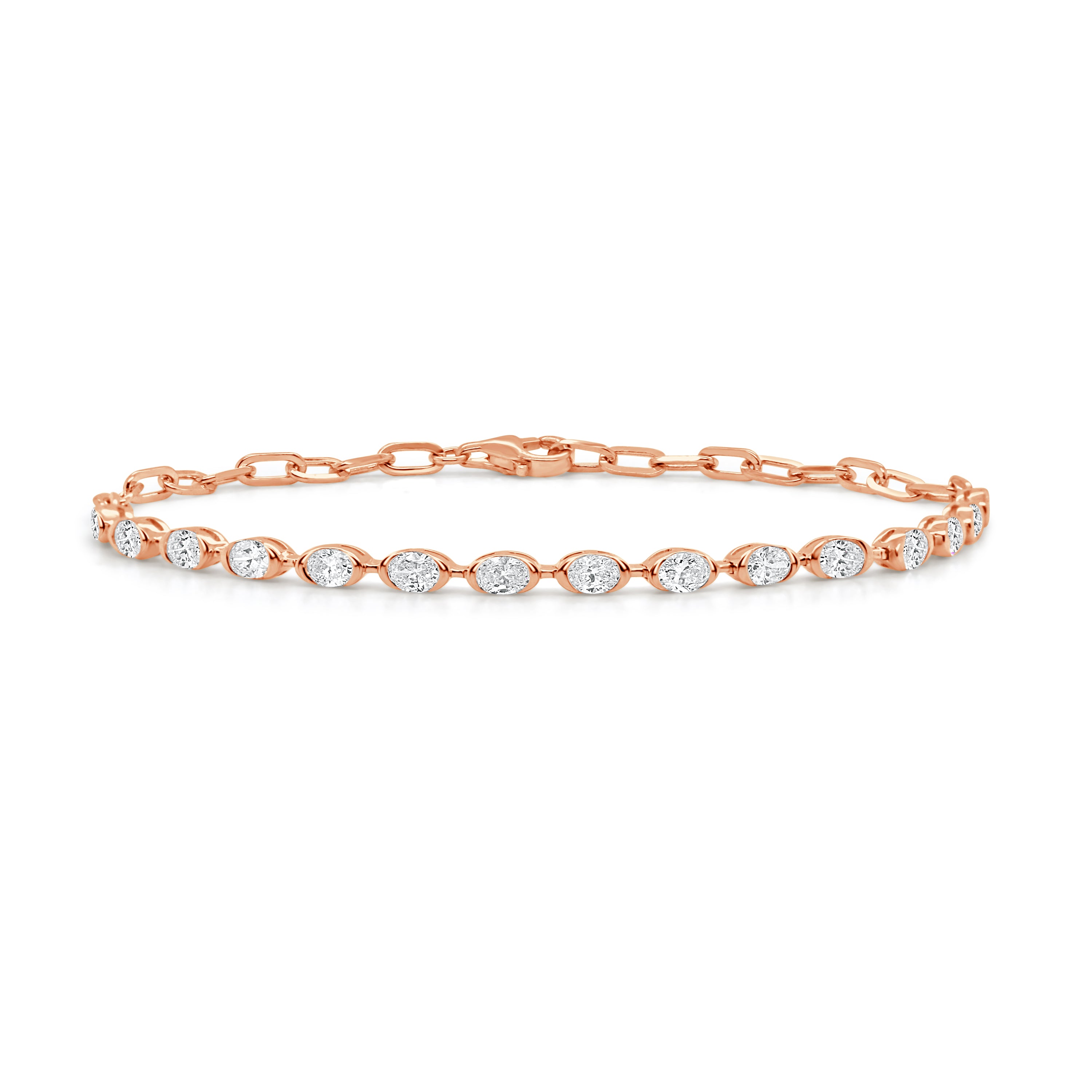 14K Gold Oval Diamond Bracelet - 1.38 CT